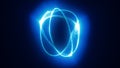 Abstract blue energy loops forming circular luminous trails on a deep dark background Royalty Free Stock Photo