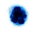 Abstract, blue explosion of fire against white background Royalty Free Stock Photo