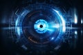 Abstract blue eye cyber security access technology background. Generative ai Royalty Free Stock Photo