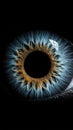 Abstract blue eye with space. An human eye on black background. Royalty Free Stock Photo