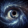 Abstract blue eye with space. An human eye on black background. ai generative Royalty Free Stock Photo