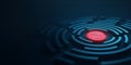 Abstract blue fingerprint hologram in a digital maze representing biometric security