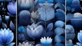 Abstract Blue Floral Pattern Dark Background Seamless Royalty Free Stock Photo