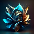 Abstract blue flower on a dark background. Vector illustration for your design Generative AI Royalty Free Stock Photo