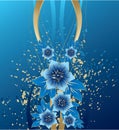 Abstract blue flowers on grunge background Royalty Free Stock Photo