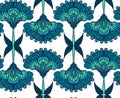 Abstract blue flowers pattern