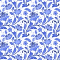 Abstract blue flowers seamless pattern. Royalty Free Stock Photo