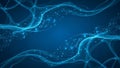 Abstract Blue Neural Network and Flowing Energy Lines on Dark Background connection Royalty Free Stock Photo