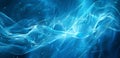 Abstract blue flowing waves with sparkling particles Royalty Free Stock Photo