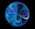 Abstract blue fractal ball on black background Royalty Free Stock Photo