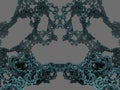 Abstract blue fractal structure on the grey background. Symmetrical structrure. 3d illustration, 3d objects Royalty Free Stock Photo