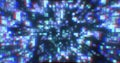 Abstract blue futuristic hi-tech energy particles dots and squares magical bright Royalty Free Stock Photo