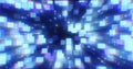 Abstract blue futuristic hi-tech energy particles dots and squares magical bright Royalty Free Stock Photo