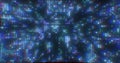 Abstract blue futuristic hi-tech energy particles dots and squares magical bright Royalty Free Stock Photo