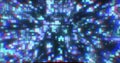 Abstract blue futuristic hi-tech energy particles dots and squares magical bright Royalty Free Stock Photo