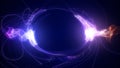 Abstract blue futuristic sci-fi plasma circular form with energy light strokes Royalty Free Stock Photo