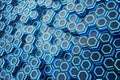 Abstract blue of futuristic surface hexagon pattern, hexagonal honeycomb with light rays, 3D Rendering Royalty Free Stock Photo