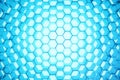 Abstract blue of futuristic surface hexagon pattern, hexagonal honeycomb with light rays, 3D Rendering Royalty Free Stock Photo