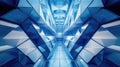 Abstract blue futuristic tunnel creating geometric perspective Royalty Free Stock Photo