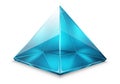 Abstract blue geometric crystal pyramid on white background Royalty Free Stock Photo