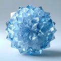 Abstract Blue Geometric Crystal Snowflake Sphere Macro Studio Lighting Clean Background Royalty Free Stock Photo