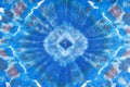 Abstract blue geometric ornament on silk batik Royalty Free Stock Photo