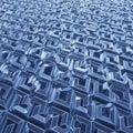 Abstract Blue Geometric Pattern Background with Interlocking Shapes and Reflective Surfaces Royalty Free Stock Photo