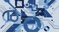 Abstract blue geometric patterns and circuitry design for futuristic technology concepts Royalty Free Stock Photo