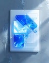 Abstract Blue Geometric Shapes on Digital Tablet Screen With Textured Background Royalty Free Stock Photo