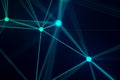 Abstract blue geometrical on back background, futuristic plexus