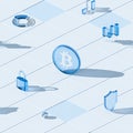 Abstract blue glass bitcoin crypto isometric seamless pattern Royalty Free Stock Photo