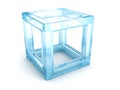 Abstract blue glass 3d cube with shadow Royalty Free Stock Photo
