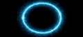 Abstract Blue Glitter Circle of Light Sparkles with Shine and Particle Frame on a Black Background Royalty Free Stock Photo