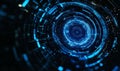 Abstract blue glowing circle, futuristic technology digital data interface network science background design Royalty Free Stock Photo