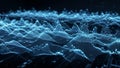 Abstract blue glowing digital waveform data visualization on dark background technology Royalty Free Stock Photo