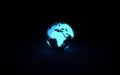 Abstract Blue Glowing Earth Globe on Black Background