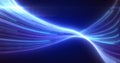 Abstract blue glowing flying waves from lines energy magical