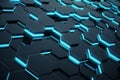 Abstract blue glowing of futuristic surface hexagon pattern. 3D Rendering Royalty Free Stock Photo