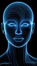 Abstract Blue Glowing Head Digital Art Royalty Free Stock Photo