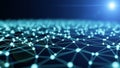 Abstract blue glowing network of connected nodes and lines on dark background connection Royalty Free Stock Photo