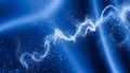 Abstract blue glowing particles forming a dynamic swirling energy wave Royalty Free Stock Photo