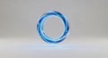 Abstract blue glowing ring with wave pattern 3D rendered on white background for futuristic technology concept design Royalty Free Stock Photo