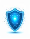 Abstract Blue Glowing Shield Digital Security Concept Royalty Free Stock Photo