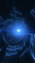 Abstract blue glowing tunnel made of digital lines and particles, representing technology, speed, and data communication Royalty Free Stock Photo
