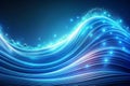 Abstract blue glowing wave data flow, digital background, technology presentation Royalty Free Stock Photo