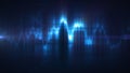 Abstract blue glowing waveform with layered light patterns, representing digital sound analysis, data flow, and Royalty Free Stock Photo