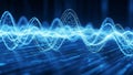 Abstract blue glowing waveform representing sound or data visualization Royalty Free Stock Photo
