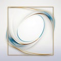 abstract blue and gold frame with curved lines on a white background Royalty Free Stock Photo