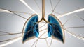 Abstract Blue and Gold Lungs in a Network of Connections. Royalty Free Stock Photo