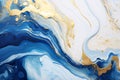 Abstract Blue and Gold Oil Painting with High Textured Marble Background Royalty Free Stock Photo